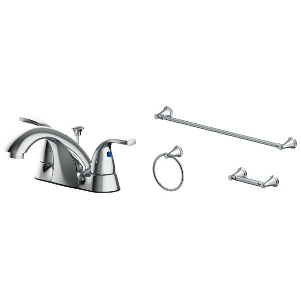Seasons Anchor Point Two-Handle Bathroom Faucet With 3-Piece Accessory Kit And Quick Install Pop-Up, Chrome