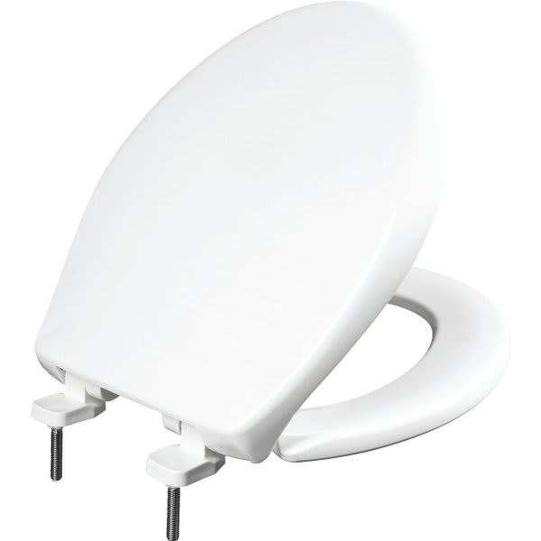 Bemis Whisper-Close Stay-Tite Duraguard Round Plastic Closed Front Toilet Seat In White