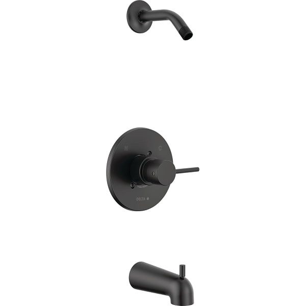 Delta Modern Round 14 Series Tub & Shower Trimless Showerhead In Matte Black