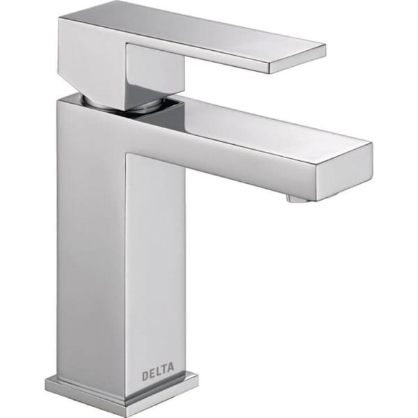Delta Modern One Handle Bathroom Faucet, Matching Finish Drain Assembly, Chrome