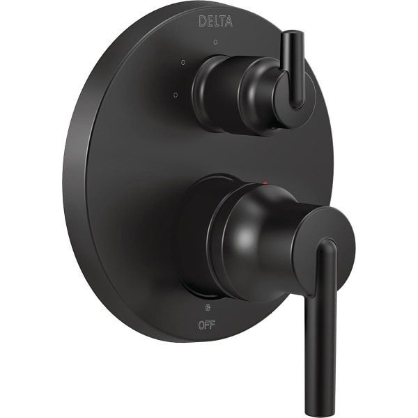 Delta Trinsic Two Handle Valve Trim, 3-Setting Integrated Diverter, Matte Black