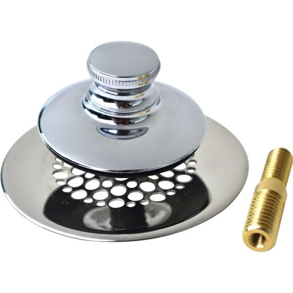 Watco Universal Nufit Push Pull Tub Stopper W-Grid - Combo Pin - Chrome