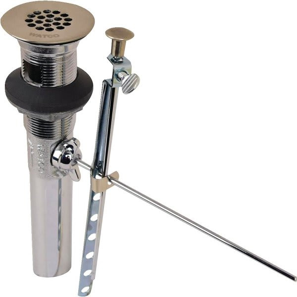 Watco Brass Ideallav Lavatory Drain, Removable Strainer, Internal Stopper,nickel