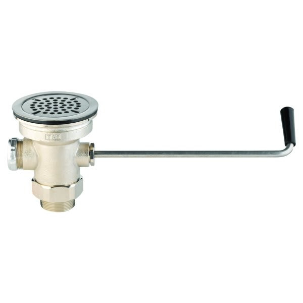 T & S Waste Drain Valve, Twist Handle, 3-1/2" X 2" & 1-1/2" Adapter