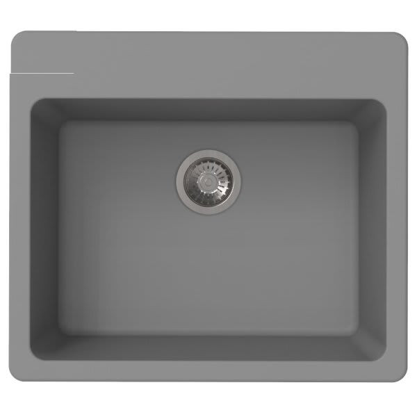 Winpro 25" X 22" X 9.5" Dual Mount Granite Composite Single Bowl Sink In Gray
