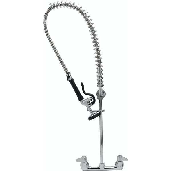 T And S Two-Handle Pull-Down Sprayer Kitchen Faucet & Wall Bracket, Polished Chrome