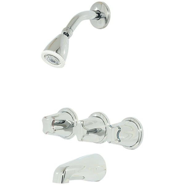 Pfister 3-Handle 1-Spray Tub And Shower Faucet With Metal Knob Handles In Polished Chrome Valve Included