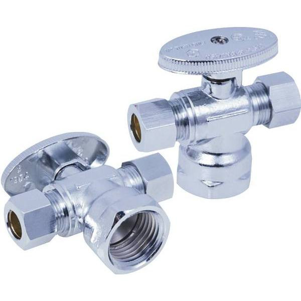 Premier 1/2" IPS X 3/8" Comp X 3/8" Comp Quarter Turn Dual Outlet Stop