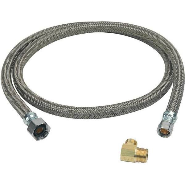 Brasscraft 1/2" FIP X 3/8" Comp X 48", Braided Dishwasher Connector With 3/8', Comp Elbow