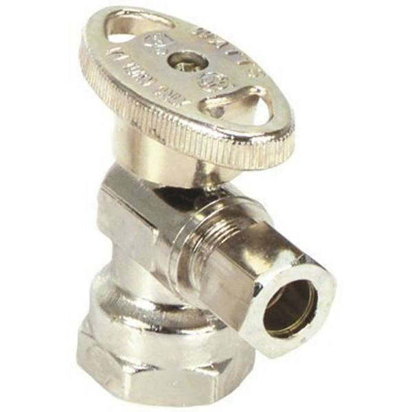 Brasscraft 3/8 Fip X 3/8 Od Cmp 1/4 Trn Brass Ball Angle Valve In Chrome Finish
