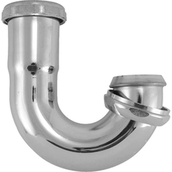 Keeney 1-1/2" X 1-1/2" 17-Gauge Brass J Bend Trap Without Cleanout, Chrome