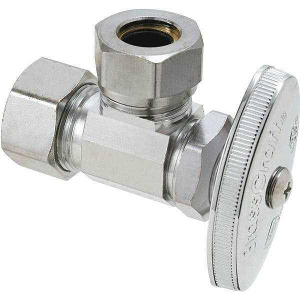 Brasscraft 1/2" Nom Comp Inlet X 7/16 & 1/2" Sj Outlet Multi-Turn Angle Stop