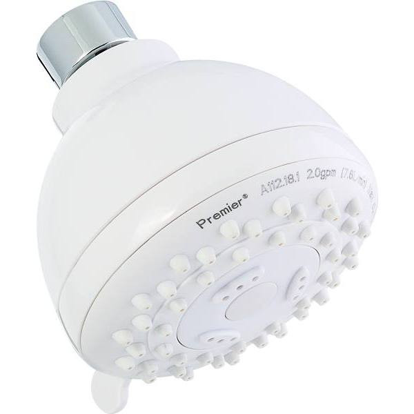 Premier 3-Spray Patterns 4.5 In Wall Mount Fixed Showerhead In White