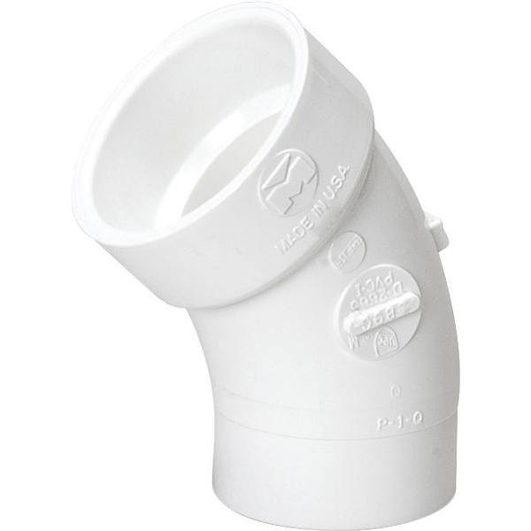 Nibco 1-1/2" Pvc Dwv 45-Degree Spigot X Hub Street Elbow