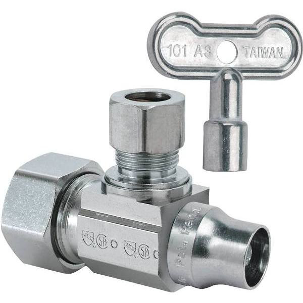 Brasscraft 1/2" X 3/8" Out Angle Ball Valve With Lockshield And Key No-Lead (Brass)