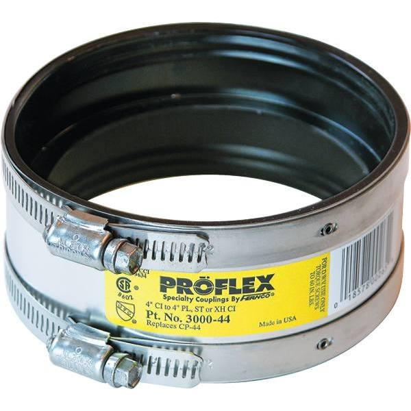 Fernco 4 In. Epdm Rubber Clamp Shielded Coupling, 4.3 PSI (Silver)