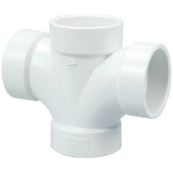 Nibco 2 In. PVC DWV H X H X H X H Double Sanitary Tee