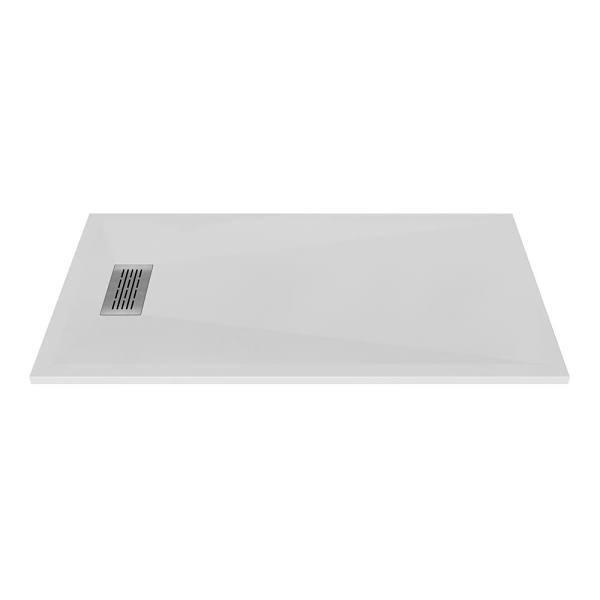 Castico 60" L X 32" W X 1.125" H Composite Stone Shower Pan Drain White Sand