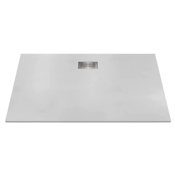 Castico 72" L X 42" W X 1.125" H Composite Stone Shower Pan Drain White Sand