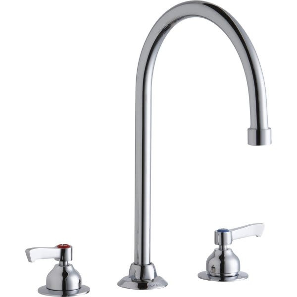 Elkay Food Service Faucet, 1.5 Gpm, 8" Center, Chrome, 2 Handles