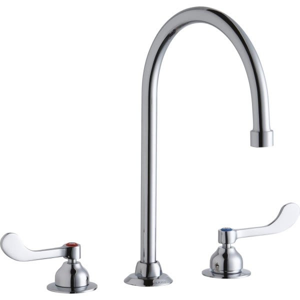 Elkay Food Service Faucet, 1.5 Gpm, 8" Center, Chrome, 2 Handles