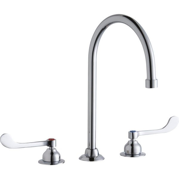 Elkay Food Service Faucet, 1.5 Gpm, 8" Center, Chrome, 2 Handles