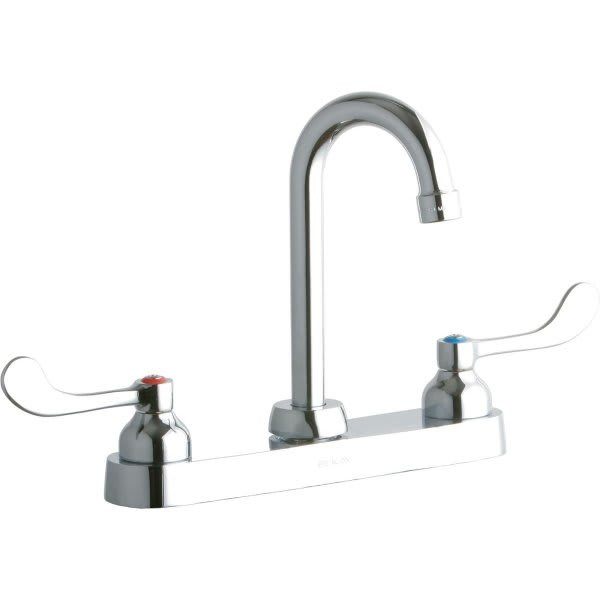 Elkay Food Service Faucet, 1.5 Gpm, 8" Center, Chrome, 2 Handles