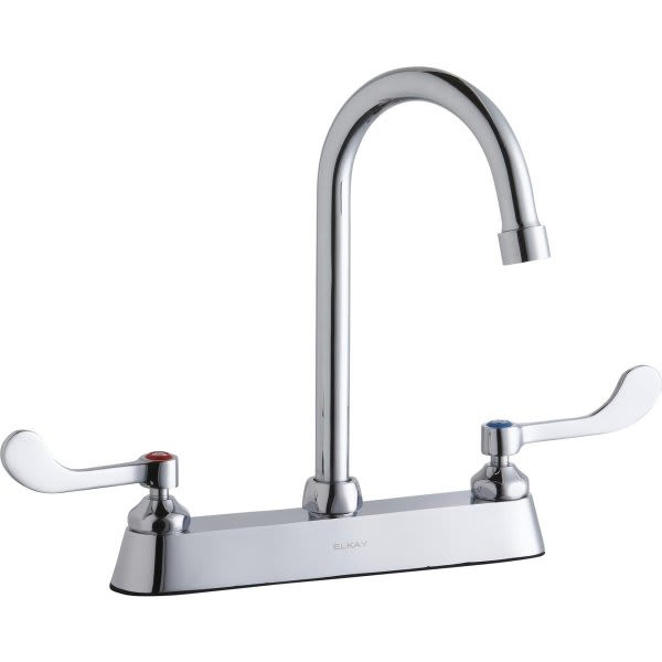 Elkay Food Service Faucet, 1.5 Gpm, 8" Center, Chrome, 2 Handles