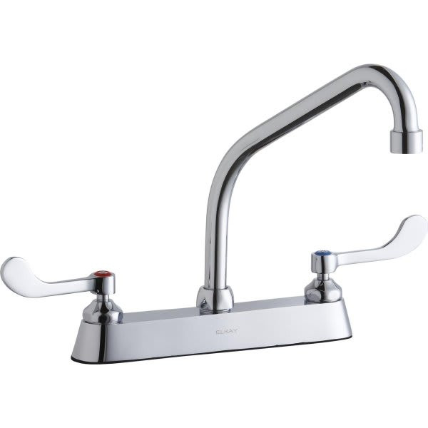 Elkay Food Service Faucet, 1.5 Gpm, 8" Center, Chrome, 2 Handles