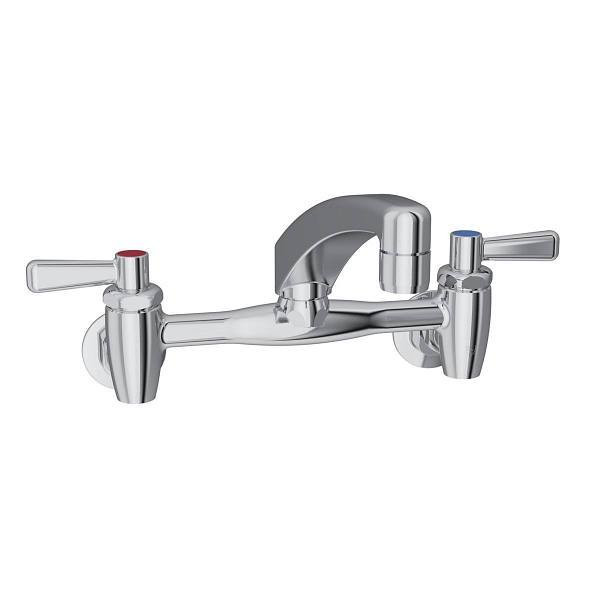 Elkay Food Service Faucet, 1.5 Gpm, 8" Center, Chrome, 2 Handles