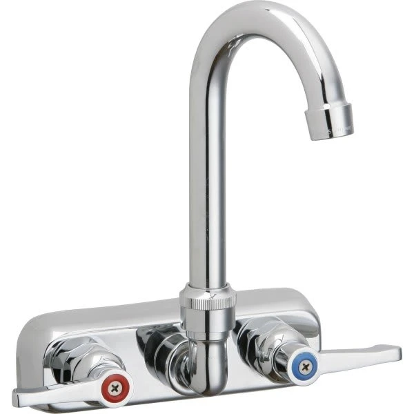 Elkay Scrub/Handwash Faucet, 2.2 Gpm, 4.031" Center, Chrome, 2 Handles