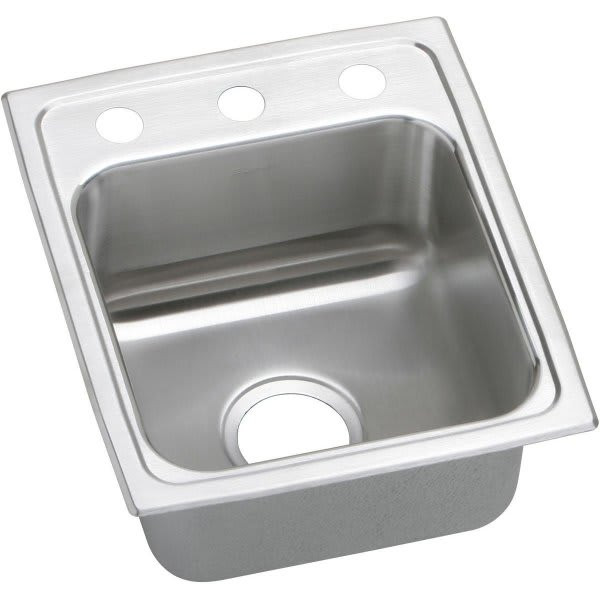 Elkay Single Bowl Stainless Top Mount Bar Sink 15 X 17-1/2 X 7-5/8" 2 Hole