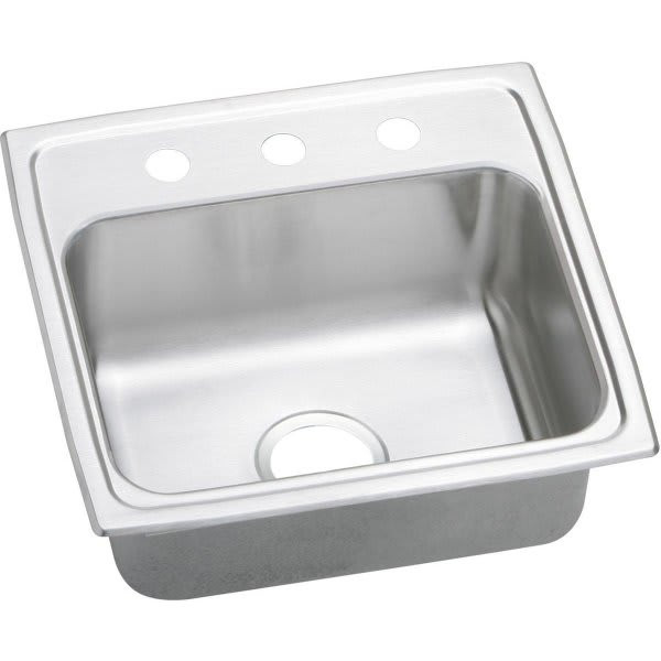 Elkay Single Bowl Stainless Steel Top Mount Sink 19 X 18 X 7" 3 Hole