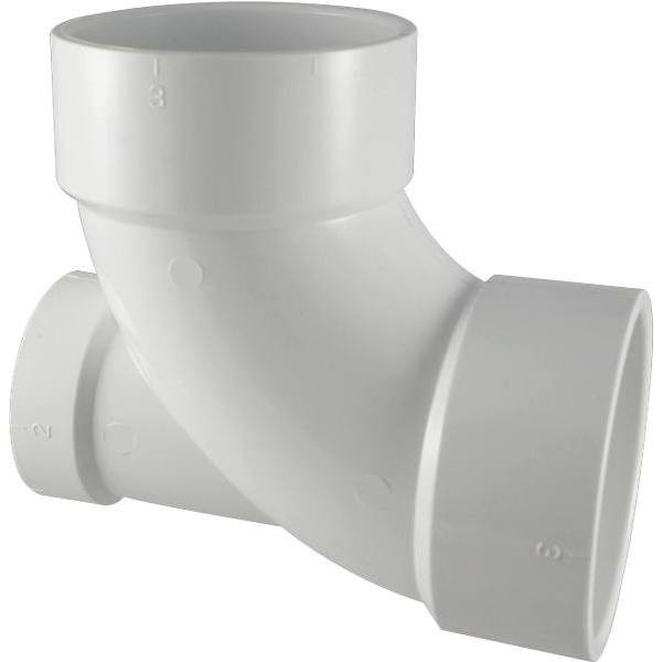 Nibco 3 In. X 3 In. X 2 In. PVC DWV 90 Deg. Hub X Hub X Hub Elbow With Low-Heel Inlet