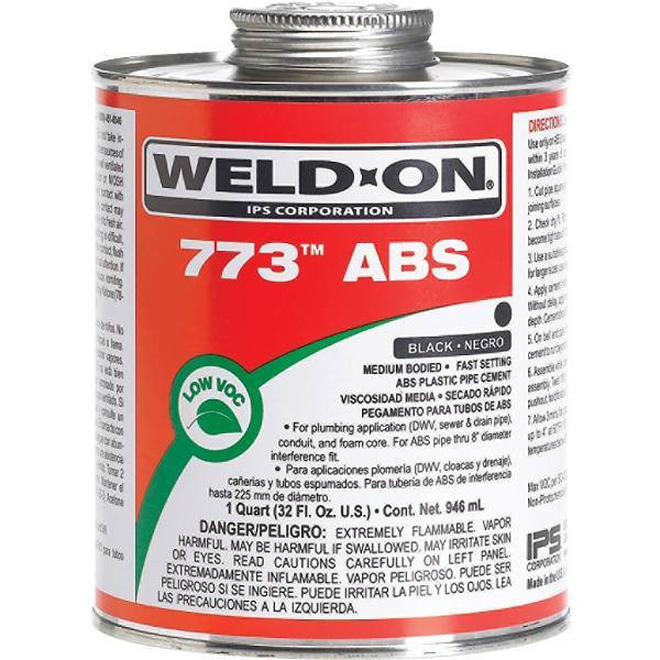 Weld-On 773 ABS Solvent Cement, Low Voc, High Strength, Medium Bodied, Fast Setting, 16 Oz, Black