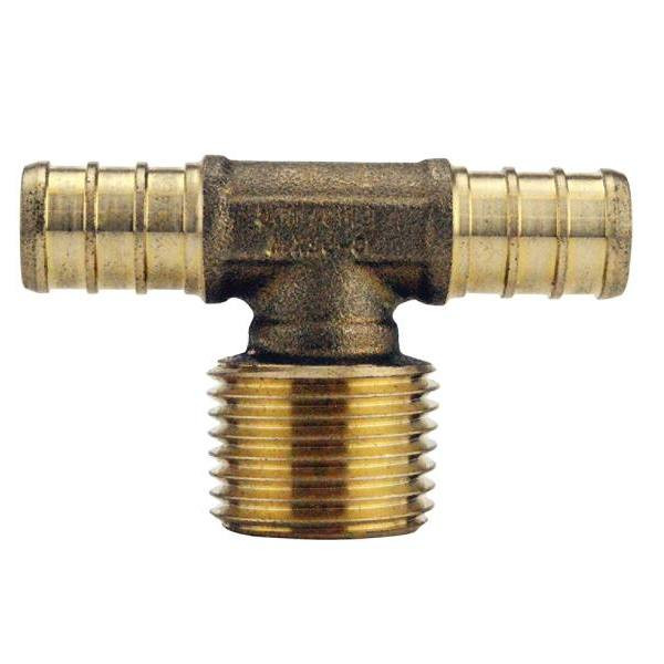 Apollo 1/2 In. Brass PEX-B Barb X 1/2 In. Male Pipe Thread Adapter Tee
