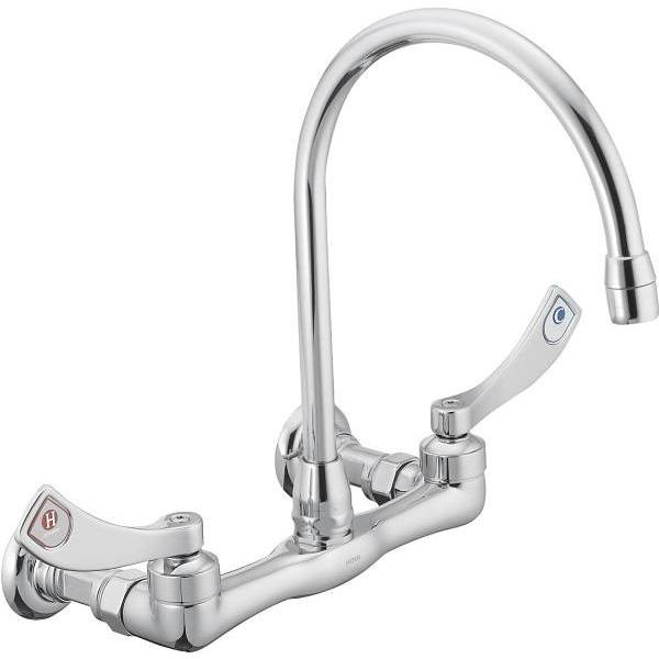 Moen M-Dura Comm 2-Handle Wall Mounted Kitchen Faucet Wristblade Handles (Chrome)
