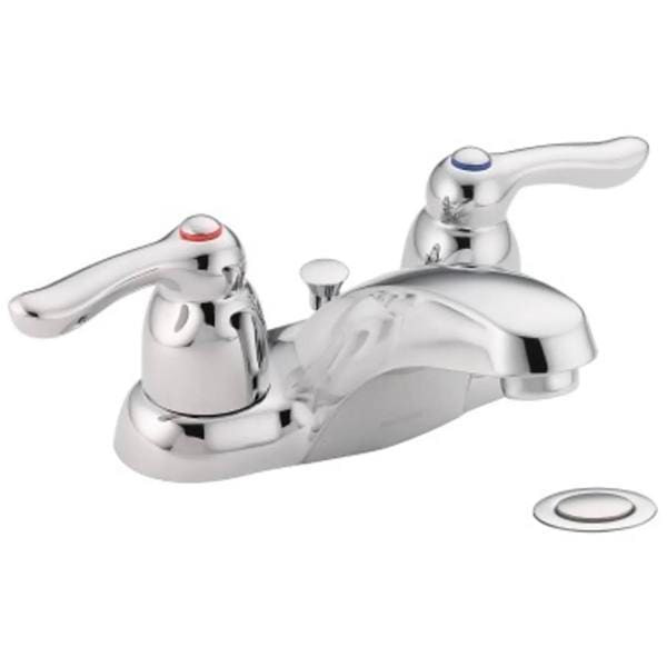 Moen 4 Centerset 2-Handle Chrome Bathroom Faucet 1.5 GPM With Lever Handles