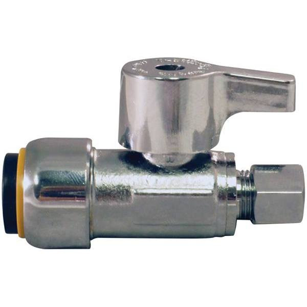 Tectite 1/2chrome Push-To-Connect X 1/4compr Straight Stop Valve