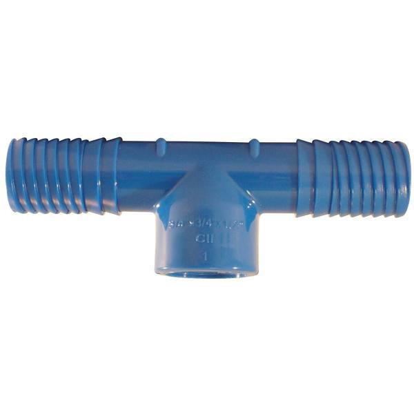 Apollo 3/4 In. X 1/2 In. Barb Insert Blue Twister Polypropylene X Fpt Tee Fitting