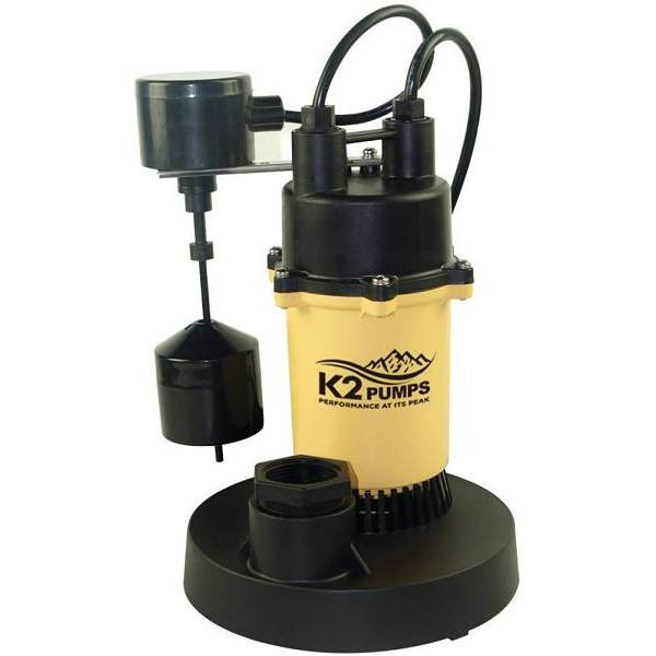 K2 1/4 HP Submersible Thermoplastic Sump Pump