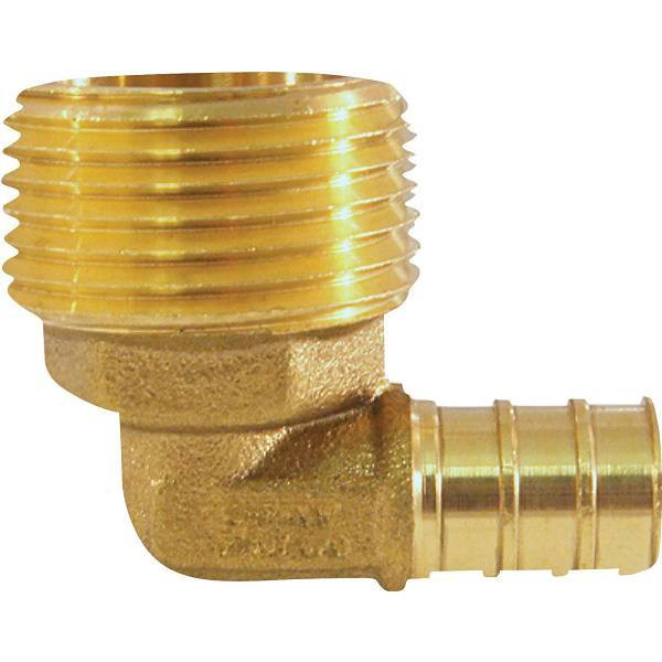 Apollo 1/2 Ft. Brass PEX-B Barb X 3/4 Ft. Male Pipe Thread Adapter 90-Degree Elbow