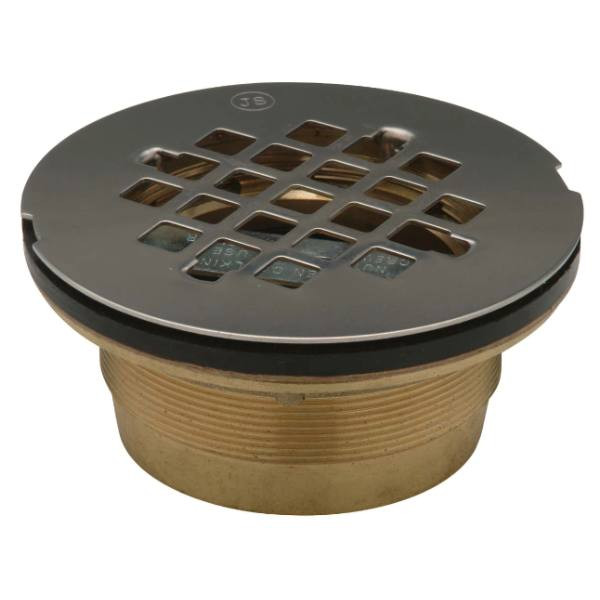 Zurn 2" Brass No Caulk Brass Shower Stall Drain 4 1/4" Stainless Steel Strainer