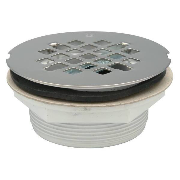 Zurn 2" No Caulk Brass Shower Stall Drain Round Stainless Steel Strainer