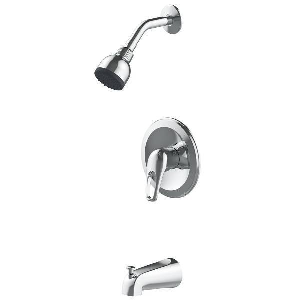 Maintenance Warehouse Lever Handle Tub Spout And Round 1.8 GPM Showerhead Assembly Kit, Chrome