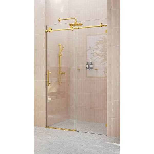 Glass Warehouse Eclipse 48-52"Wx78"H Frameless Sliding Shower Door Satin Brass