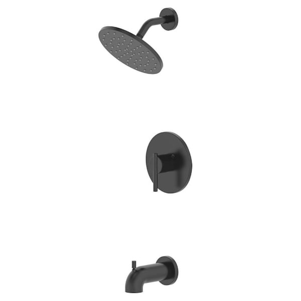 Seasons Westwind Lever Handle Tub Spout And Round 1.8 GPM Showerhead Assembly Kit, Matte Black