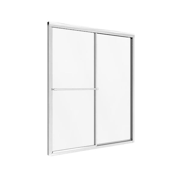 Seasons Raleigh 70 In. H X 56 In. To 60 In. W Framed Bypass Shower Door, Clear Glass, Silver Finish