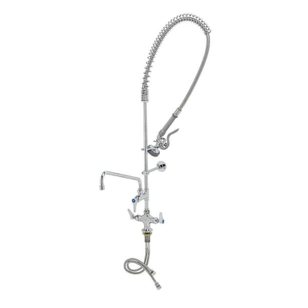 T&S Brass And Bronze Pre-Rinse 1-Hole Base 12" Add-On Faucet 18" Flx Ln Wll Brkt