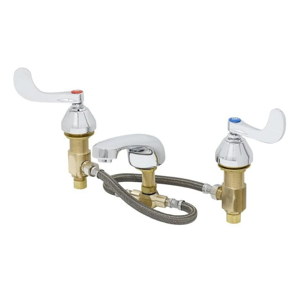 T&S Brass And Bronze Lav Faucet 8" Centr Cast Spout Aerator 4" Wrist Action Hand